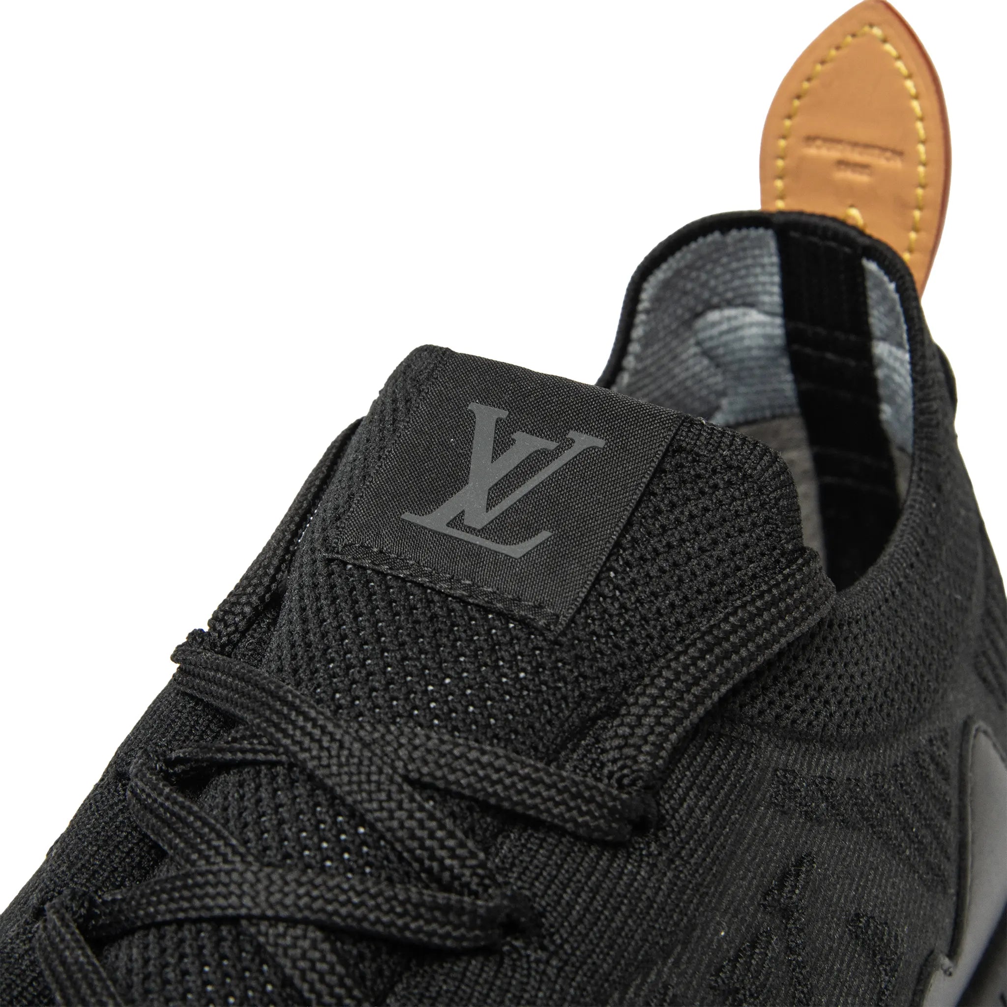 Tongue View of Louis Vuitton LV Runner Tatic Black Sneaker